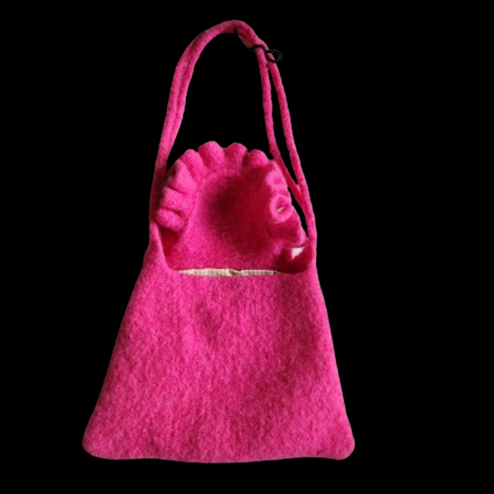 Wild & Wooly Custom Hand‑Knitted Wool Purse – Pink – NWT - Picture 3 of 5